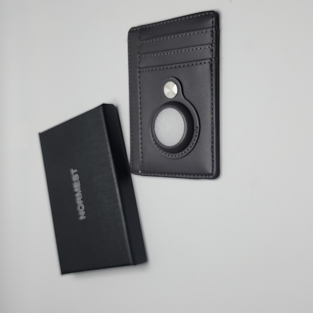 Normest Leather Air Tag Wallet Gray NWOT